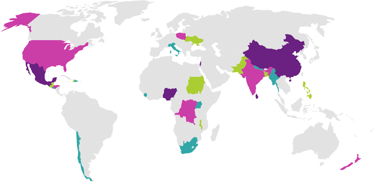 World map of our grantee organizations