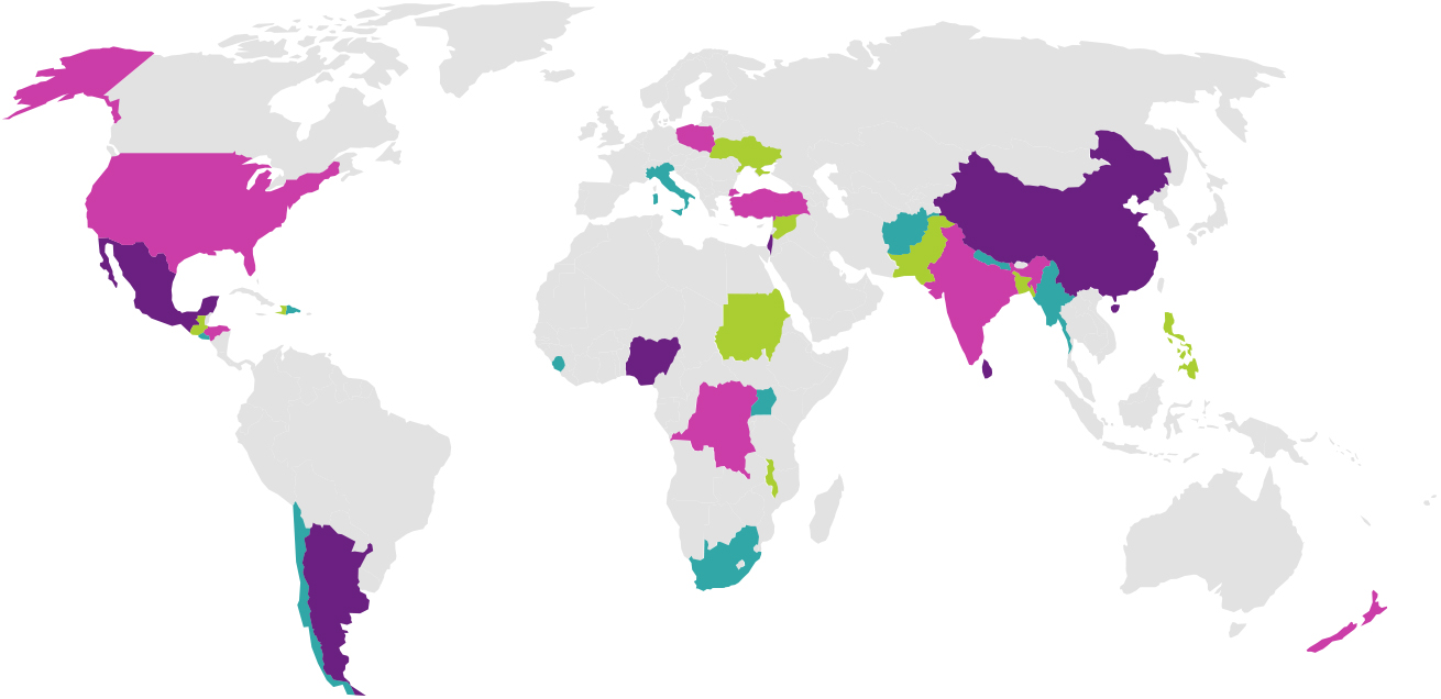 World map of our grantee organizations